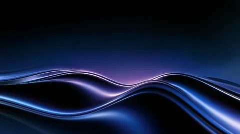 Smooth blue and violet waves ripple across a dark surface, with soft highlights along each ridge.