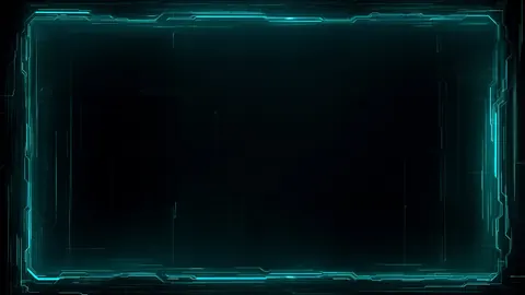 A thin cyan frame of light outlines an empty dark panel, like the edge of a holographic screen.