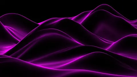 Soft violet ridges glow along their edges as they roll back into the dark.
